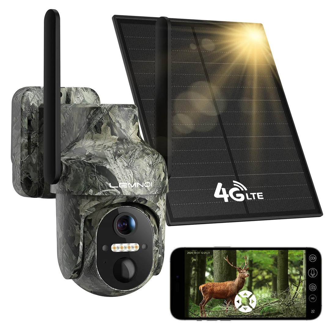 Lemnoi 4G LTE Solar Wildkamera mit Bewegungsmelder, Akku Überwachungskamera mit SIM Karte Vorinstall