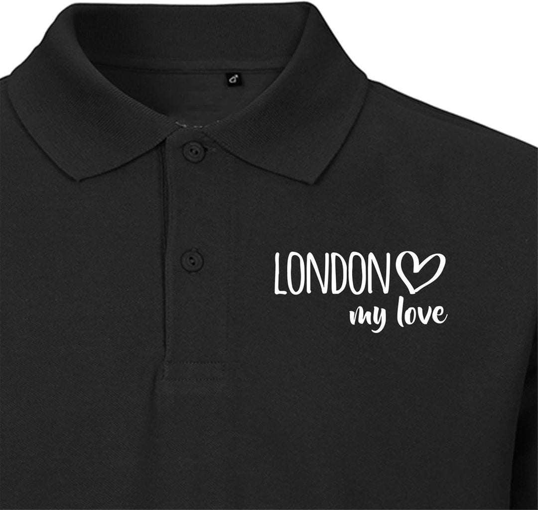 Huuraa Herren Polo Shirt London My Love Bio Baumwolle Fairtrade Oberteil Grösse S-3XL für alle Fans