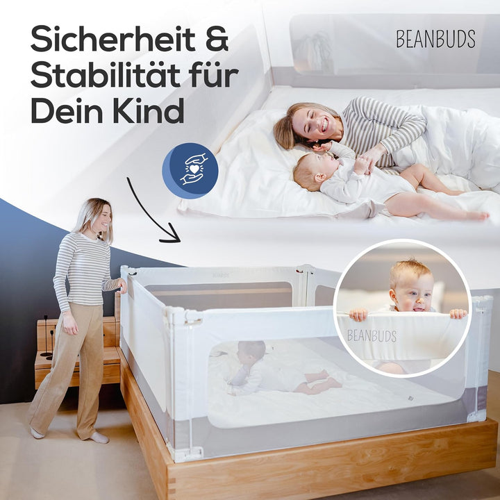 Bettgitter Rausfallschutz 200cm [1 Seite] - Labor geprüftes Bettschutzgitter Lattenrost & Boxspringb