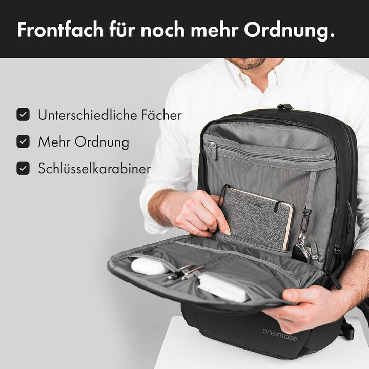onemate Rucksack Backpack Pro 2 (Herren und Damen) Vielseitig und Durchdacht 22L Schwarz, Schwarz