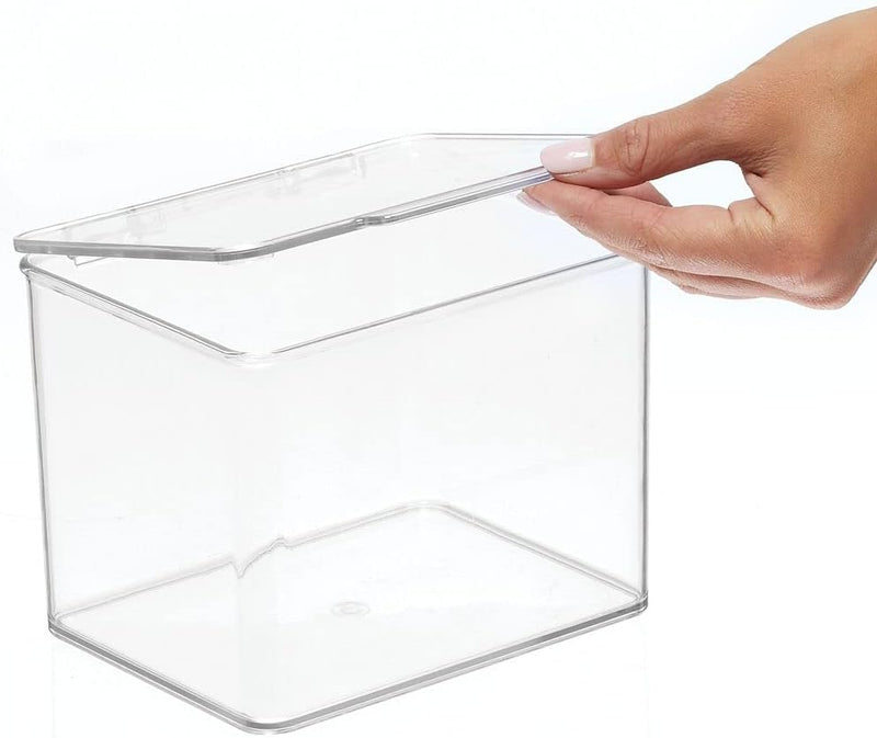 mDesign Aufbewahrungsbox für den Schreibtisch – stapelbare Box aus Kunststoff mit Deckel – kleiner B