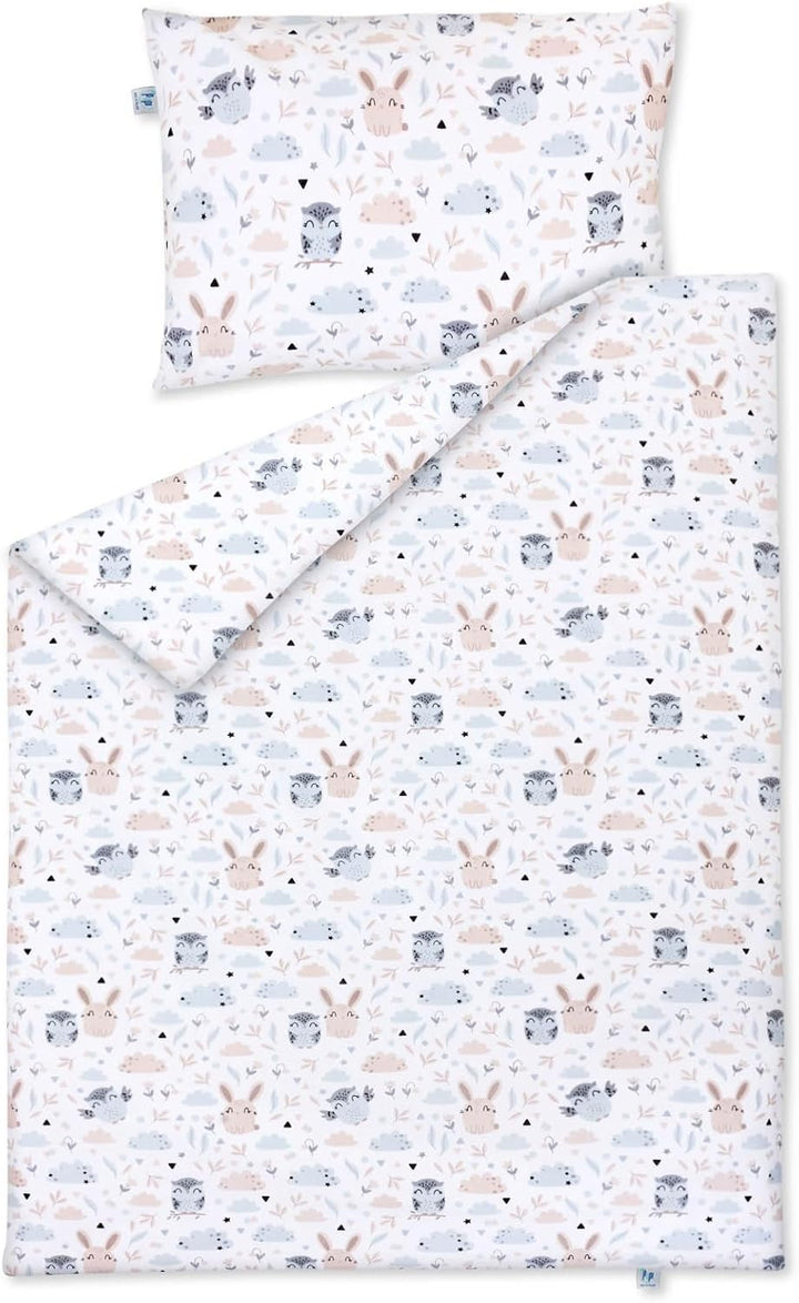 Pepi - Babybettwäsche Set 4 teilig - Kinderbettwäsche - Bettdecken & Kissenbezug - Bettschutzgitter