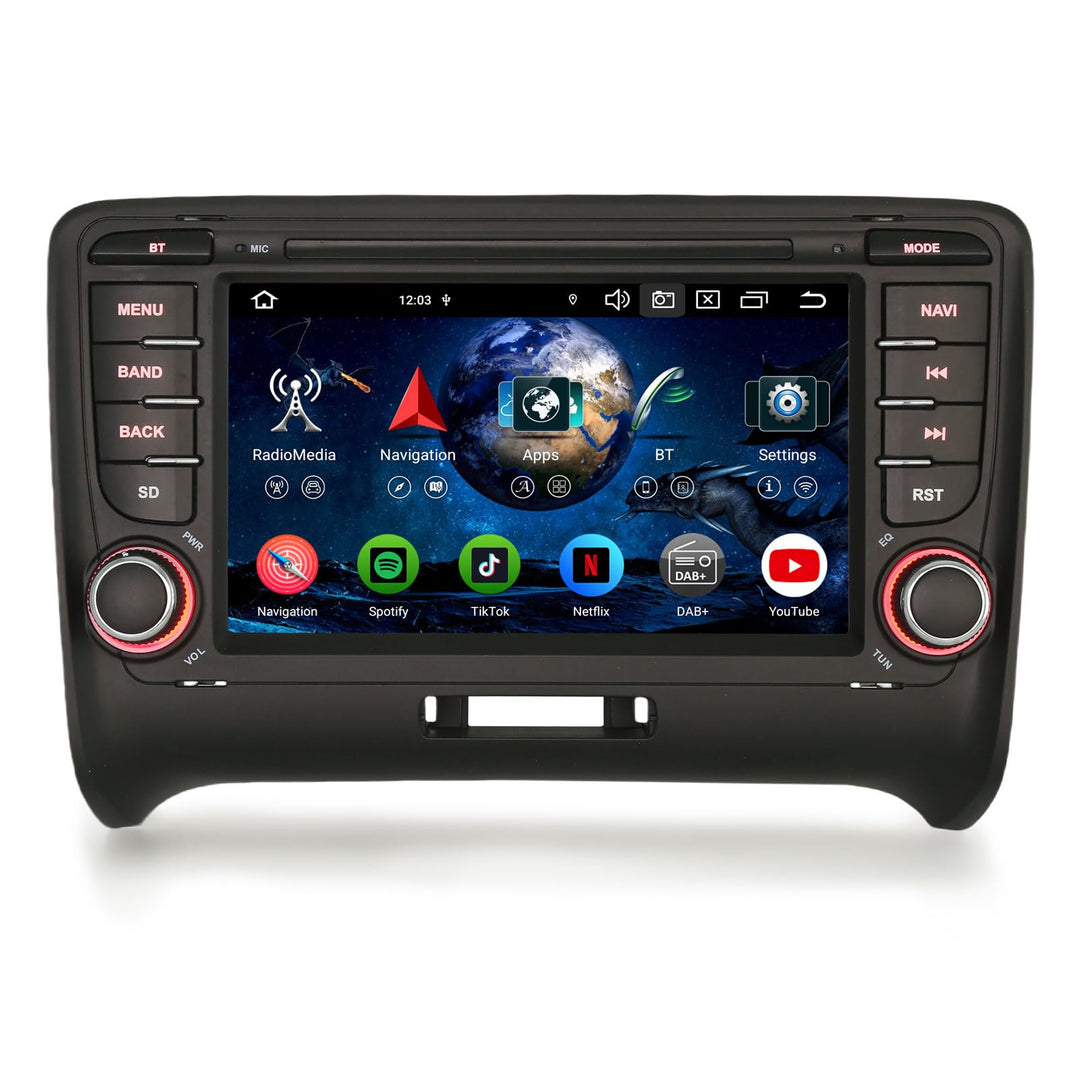 Erisin 7 Zoll 8-Kern 4GB RAM+64GB ROM Android 14 Autoradio GPS Navigation für Audi TT MK2 Unterstütz