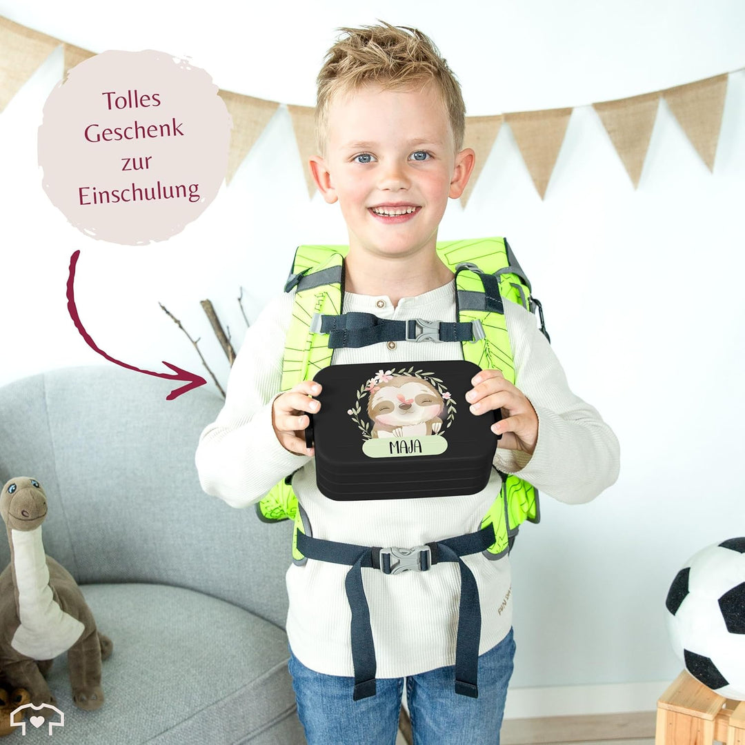 Kinder Bento Box Midi Lunchbox für Mepal Bentobox - Brotdose Faultier mit Name | Geschenk Einschulun