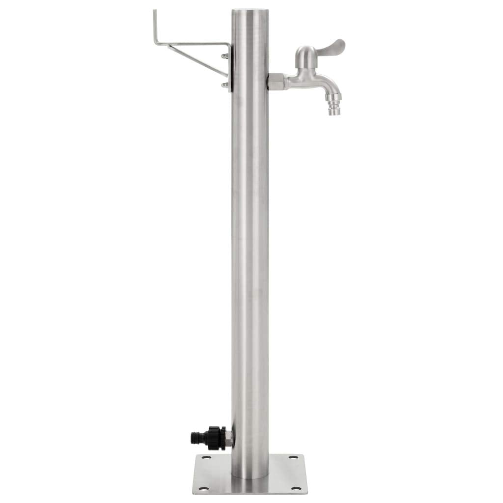 Festnight Wassersäule Garten Mit Wasserhahn Edelstahl Rund Wassersäule 65 cm Gartenwasserhahn Säule