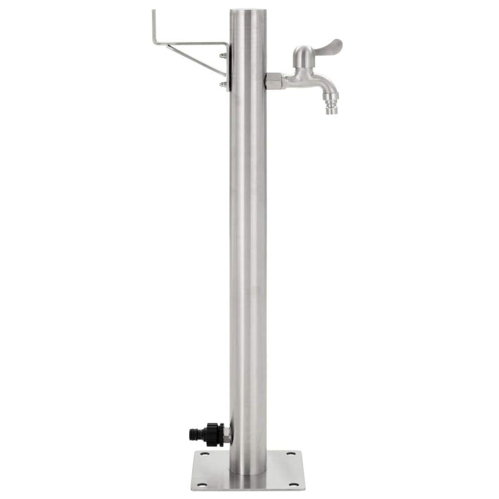 Festnight Wassersäule Garten Mit Wasserhahn Edelstahl Rund Wassersäule 65 cm Gartenwasserhahn Säule