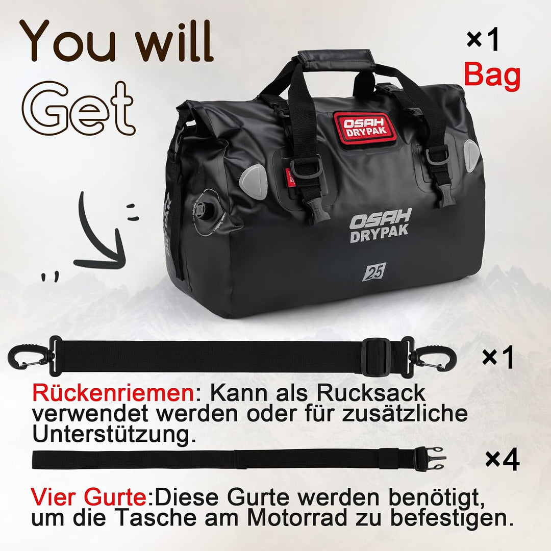 OSAH DRYPAK wasserdichte Rucksack Dry Bag – Wasserfeste Reisetasche Seesack, Rolltop, Grossem Staura