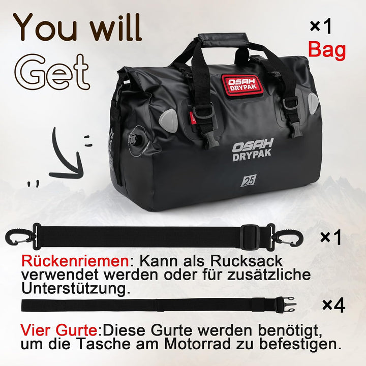 OSAH DRYPAK wasserdichte Rucksack Dry Bag – Wasserfeste Reisetasche Seesack, Rolltop, Grossem Staura