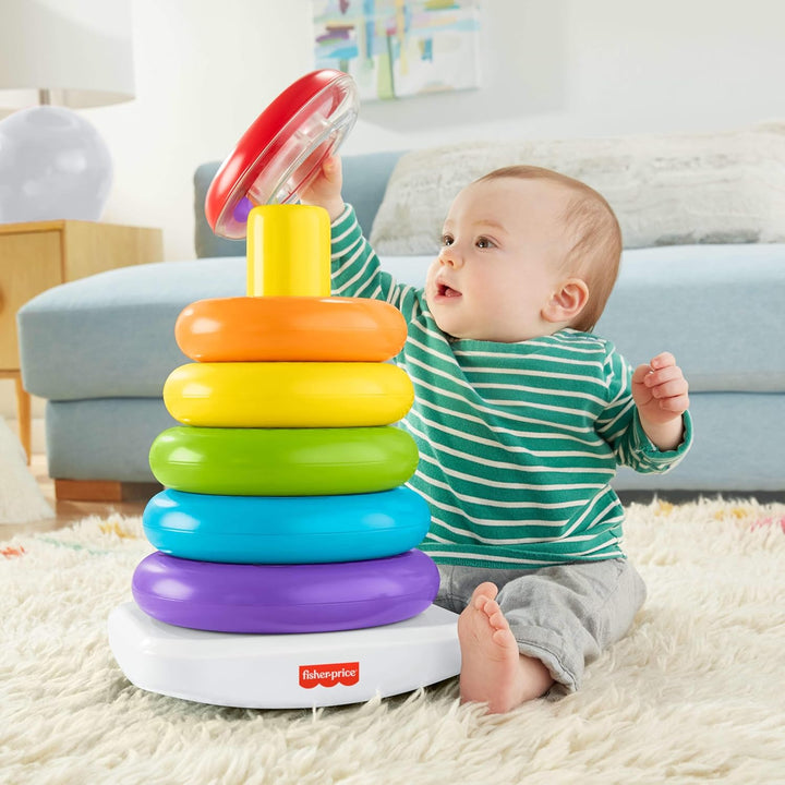 Fisher-Price GJW15 - GJW15 Gigantische Farbring Pyramide, Stapelspielzeug mit Ringen für Babys und K