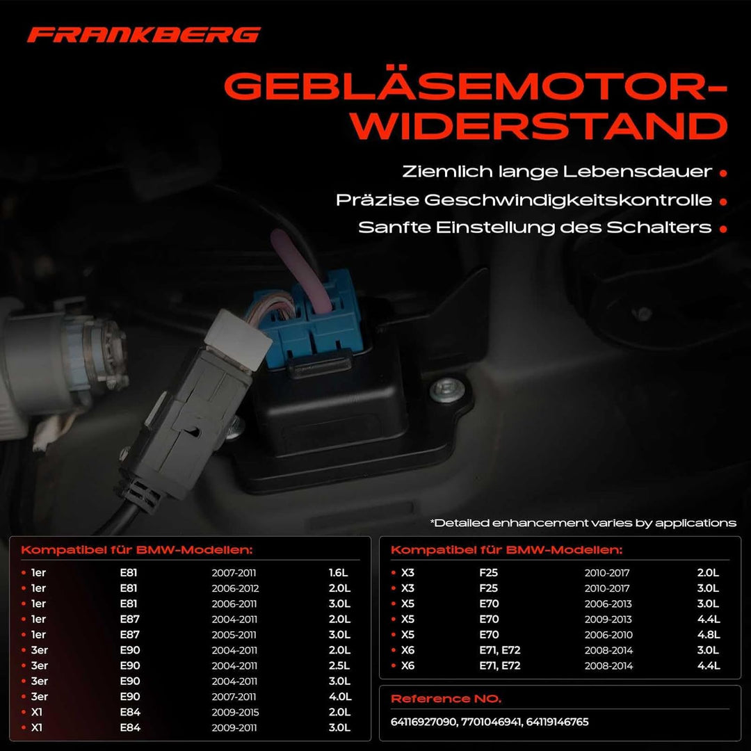 Frankberg Gebläse Widerstand Innenraumgebläse für 1er E81 E82 E87 E88 3er E90 E91 E92 E93 X1 E84 X3