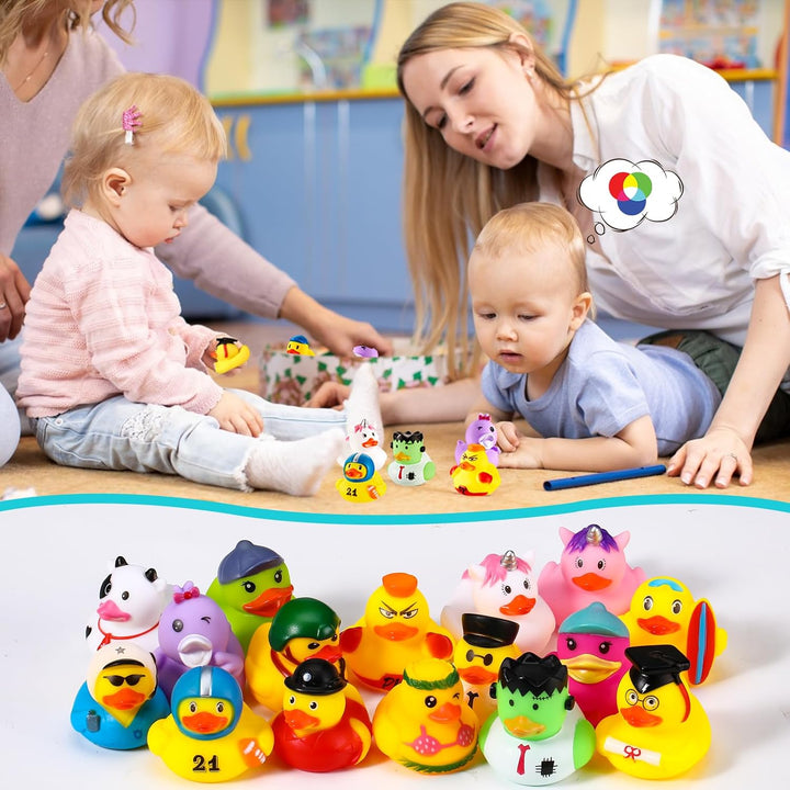 24 Stück Badeente Kinder Gummi Enten Lustige Badeenten Bunt Quietscheente Kleine Badespielzeug für K