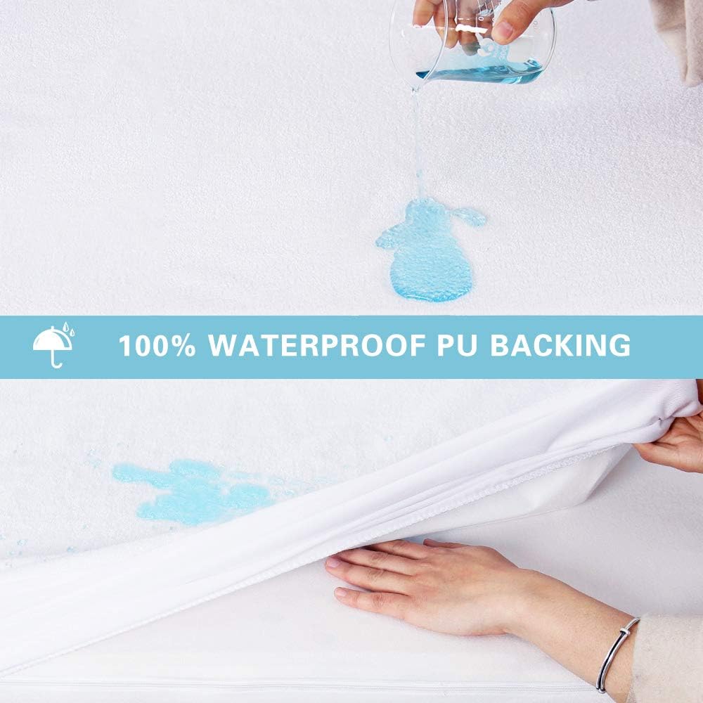 Bedecor Doppelpack Matratzenschoner 90x200cm Wasserdicht Atmungsaktive Bambus Matratzenauflage Wasse