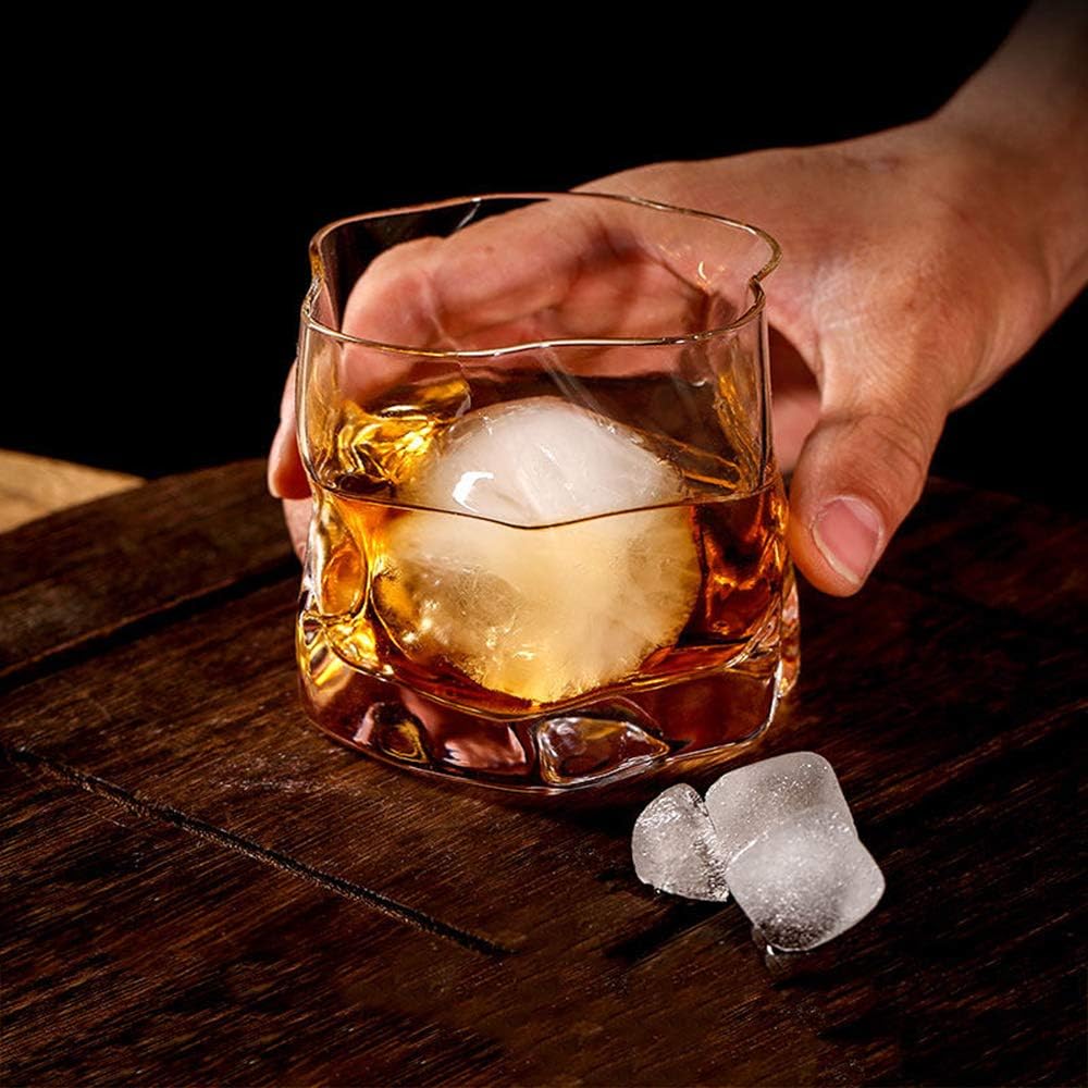 Unregelmässige Whiskygläser Set Mit 2 Gekippten Falten Scotch Glass 250Ml Modischer Whiskybecher Für