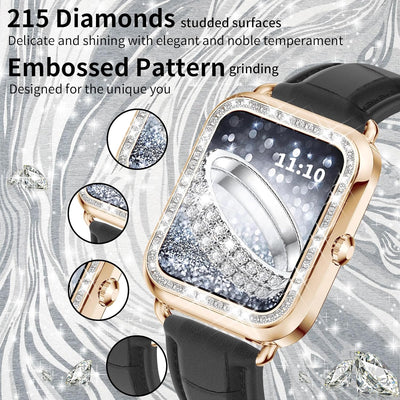 fitonyo Smartwatch Damen mit Telefonfunktion Diamant,1.29" Touch-Farbdisplay,Pulsuhr, SpO2,Schlafmon