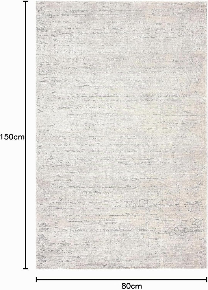 Kurzflor Teppich Laufer Wohnzimmer Hellgrau 80 X 150 cm, Moderner Super Soft Kurzflor Teppich 80 x 1
