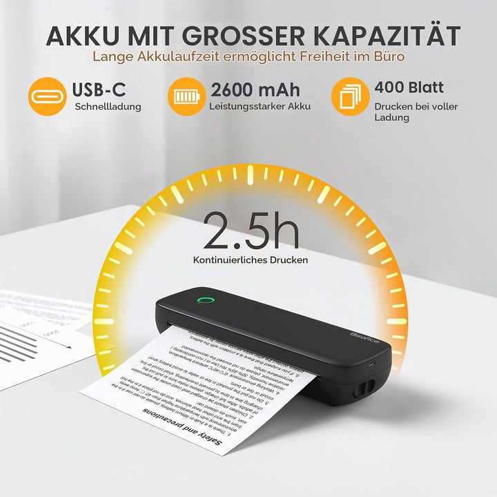 Bisofice L81 Mobiler Tragbarer Drucker Bluetooth Thermodrucker A4 Mobiler Drucker A4 Klein Kompakt P