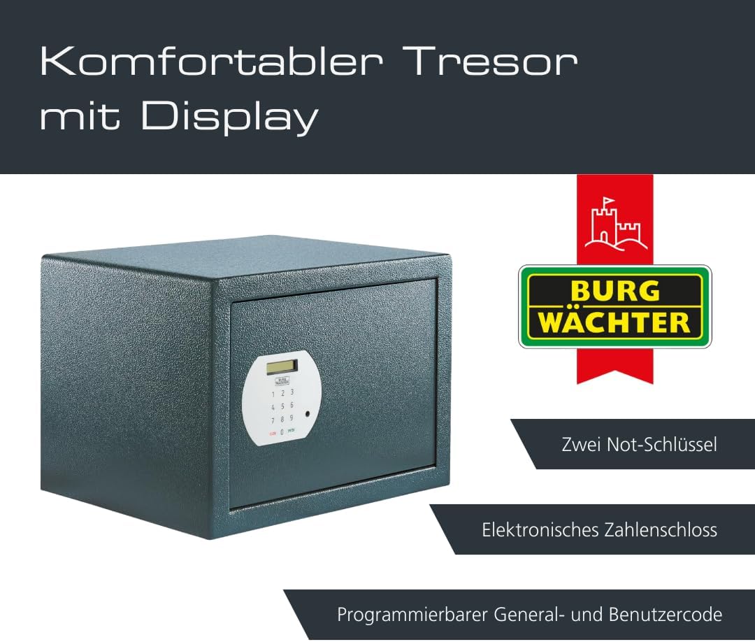 Burg-WÄCHTER Möbeltresor mit elektronischem Zahlenschloss, Inkl. Fachboden Zur Wand- und Bodenbefest