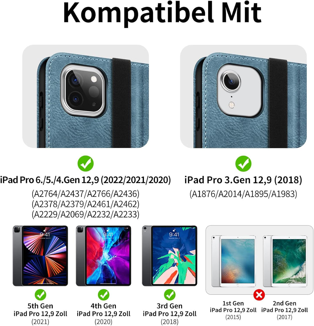 HOLIMET Hülle für iPad Pro 12.9 Zoll 2022/2021/2020/2018 (6./5./4./3. Generation) mit Stifthalter, P