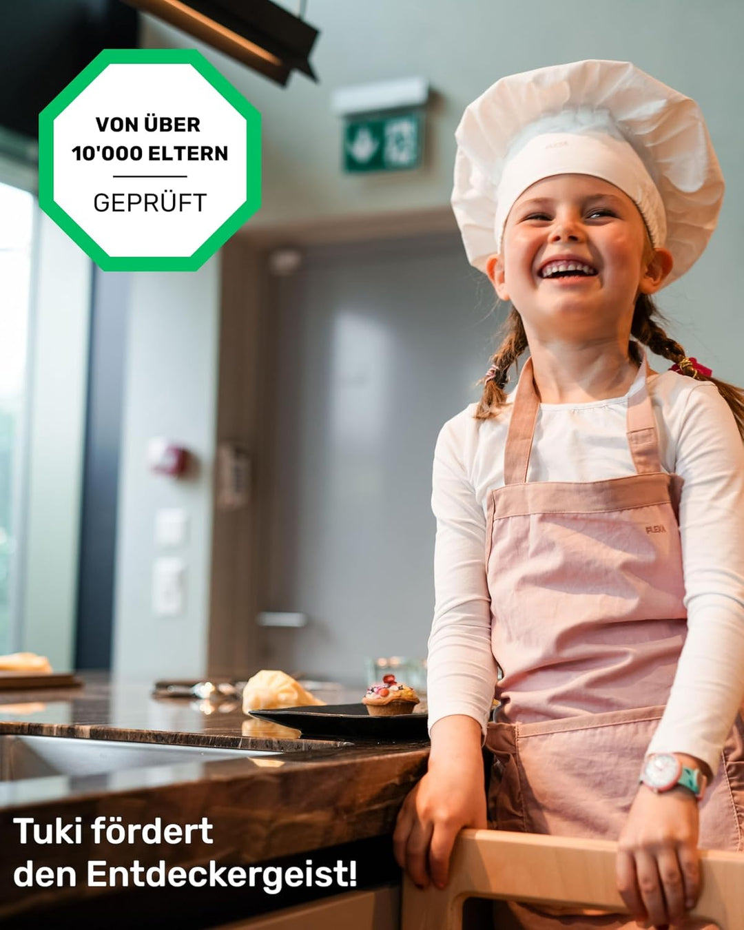 Tuki Lernturm ab 1 Jahr für Kinder Nature | Höhenverstellbar, hohe Standsicherheit, ergonomisches De