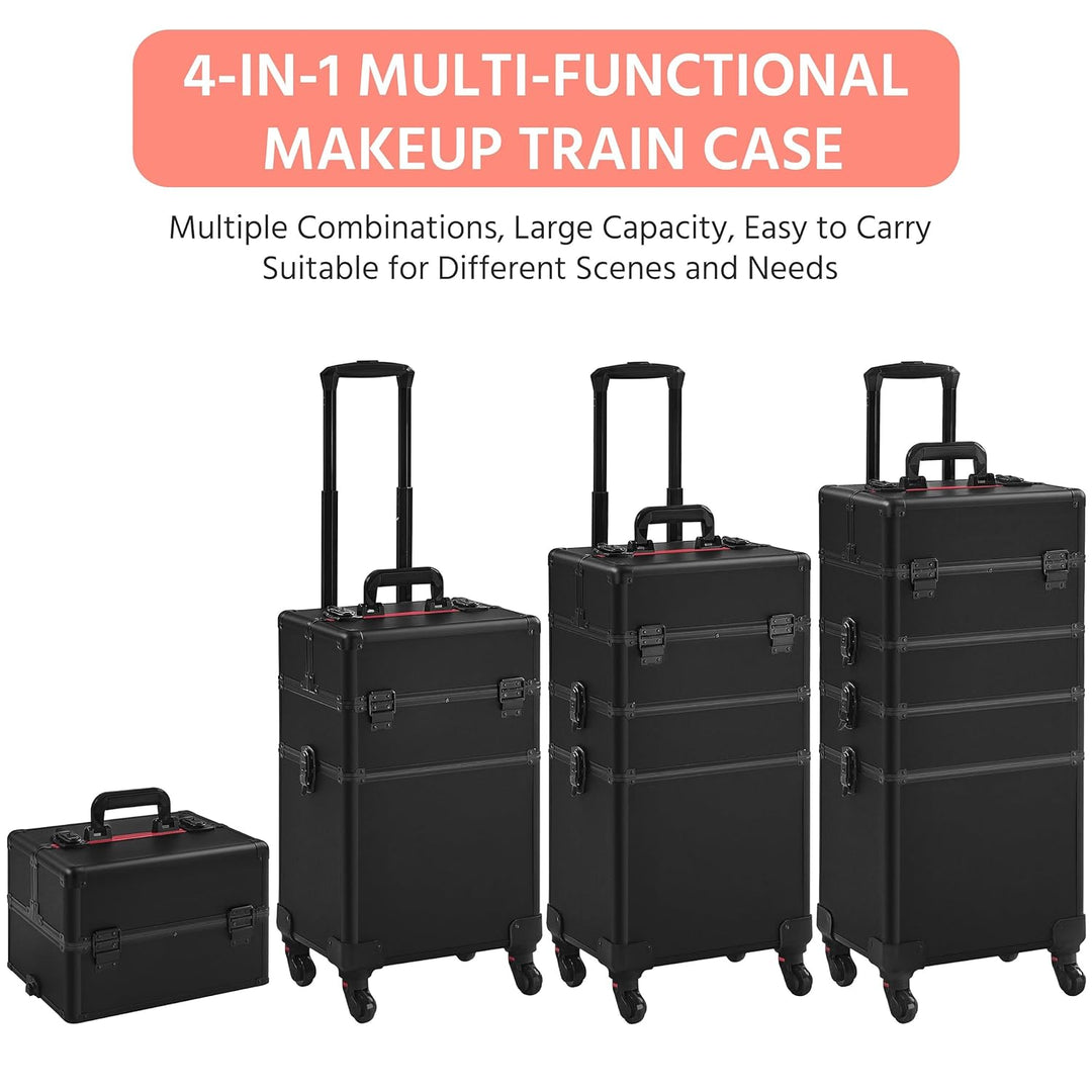 Yaheetech Kosmetikkoffer Alu Beauty Case Kosmetik Trolley Rollkoffer 4 in 1 Schminkkoffer mit 360° d
