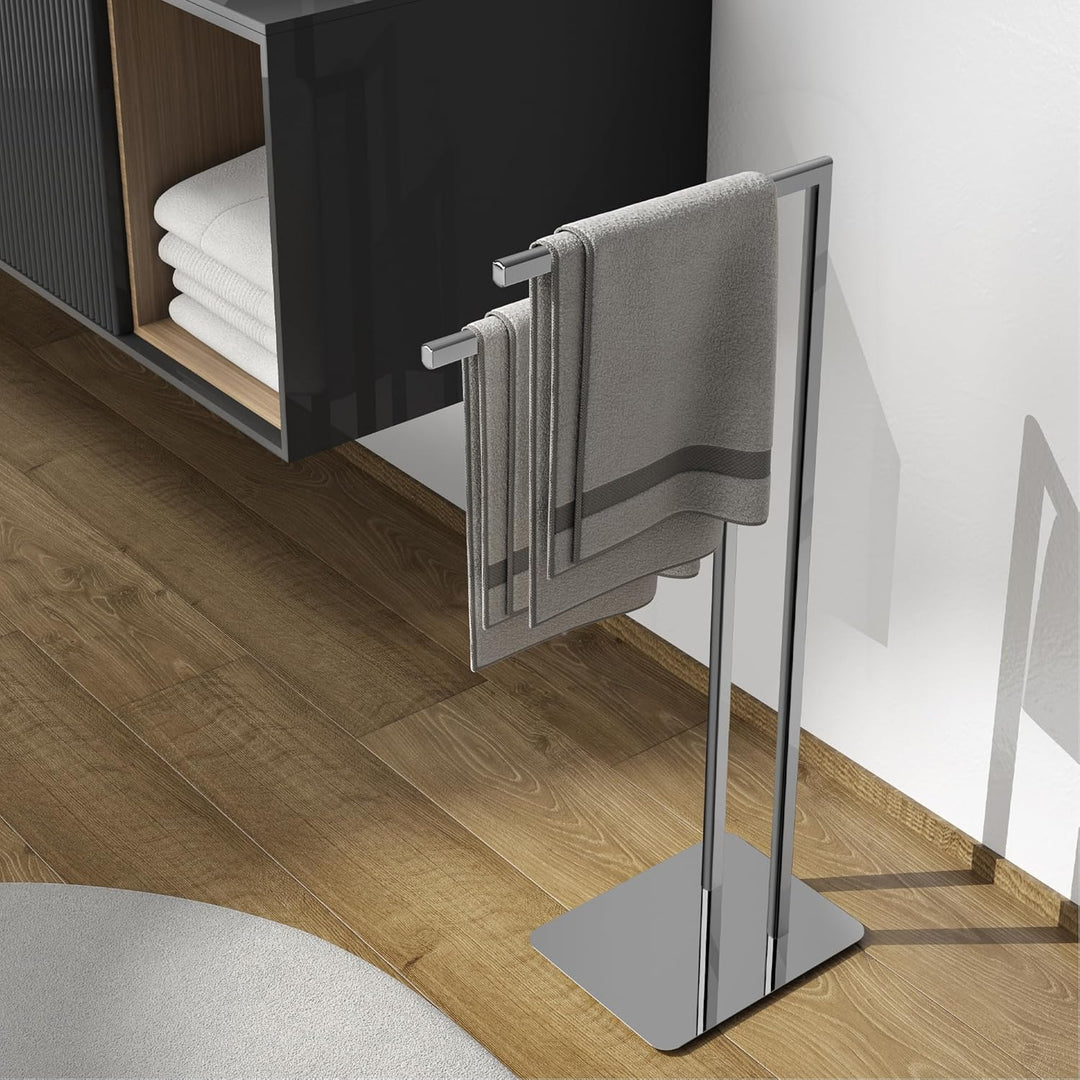 Gedy Felix Handtuchständer für Badezimmer mit 2 festen Armen, Chrom, Edelstahl und Metall, 20 x 39,2