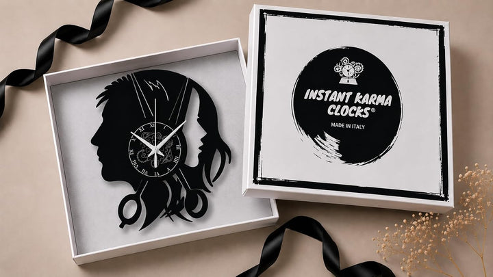 Instant Karma Clocks, Schönheitssalon Wanduhr aus Vinyl Schallplattenuhr mit Friseursalon Barber Sho