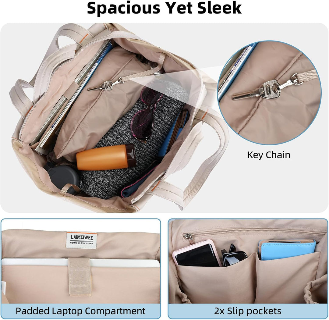 Leichte geräumige Tote Bag für Damen, 25L erweiterbare Reise- & Arbeitstasche mit Tabletfach, Sportt