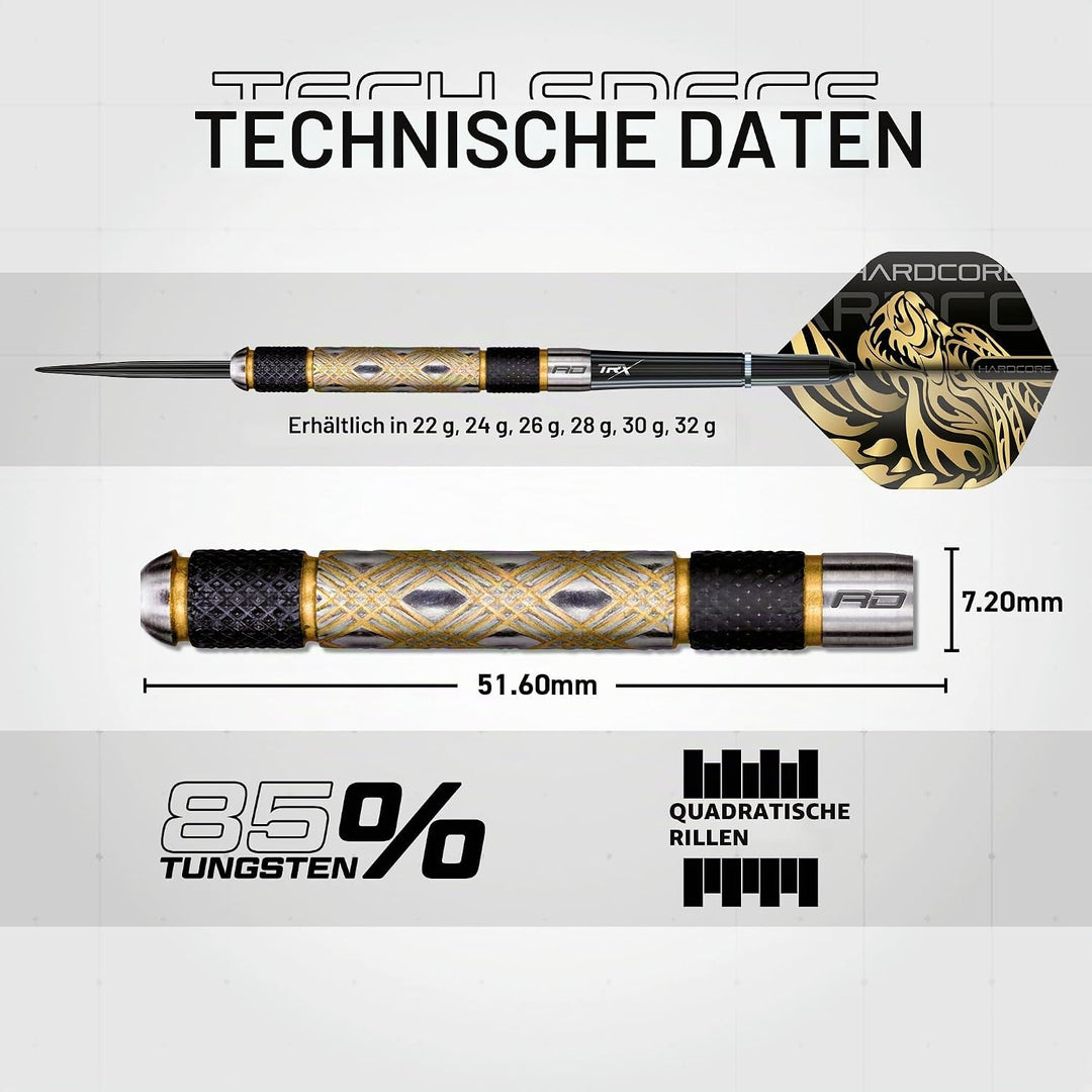 RED DRAGON Golden Eye Dartpfeile 22g, 24g, 26g, 28g, 30g oder 32g Profi Dartpfeile mit Flights und S