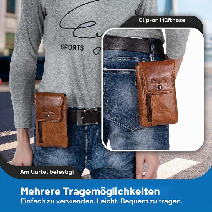 Hengwin Leder Bauchtasche Herren, Telefon Hülle für iPhone 14 Pro Max 14 Plus 13Pro max Gürtelhalter