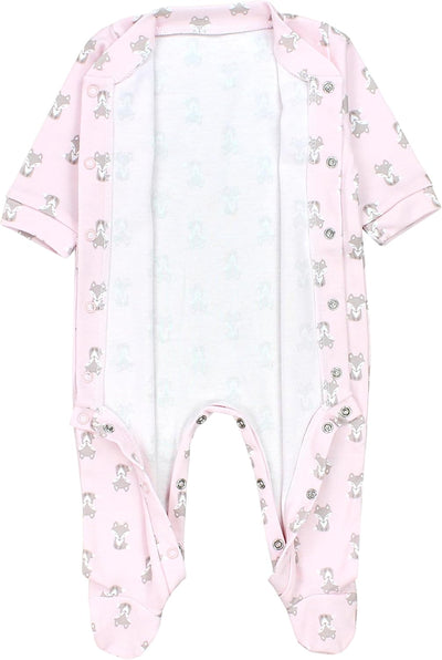 TupTam Baby Mädchen Schlafstrampler mit Fuss 3er Pack 50 Fuchs Rosa Streifen Sterne Beige, 50 Fuchs