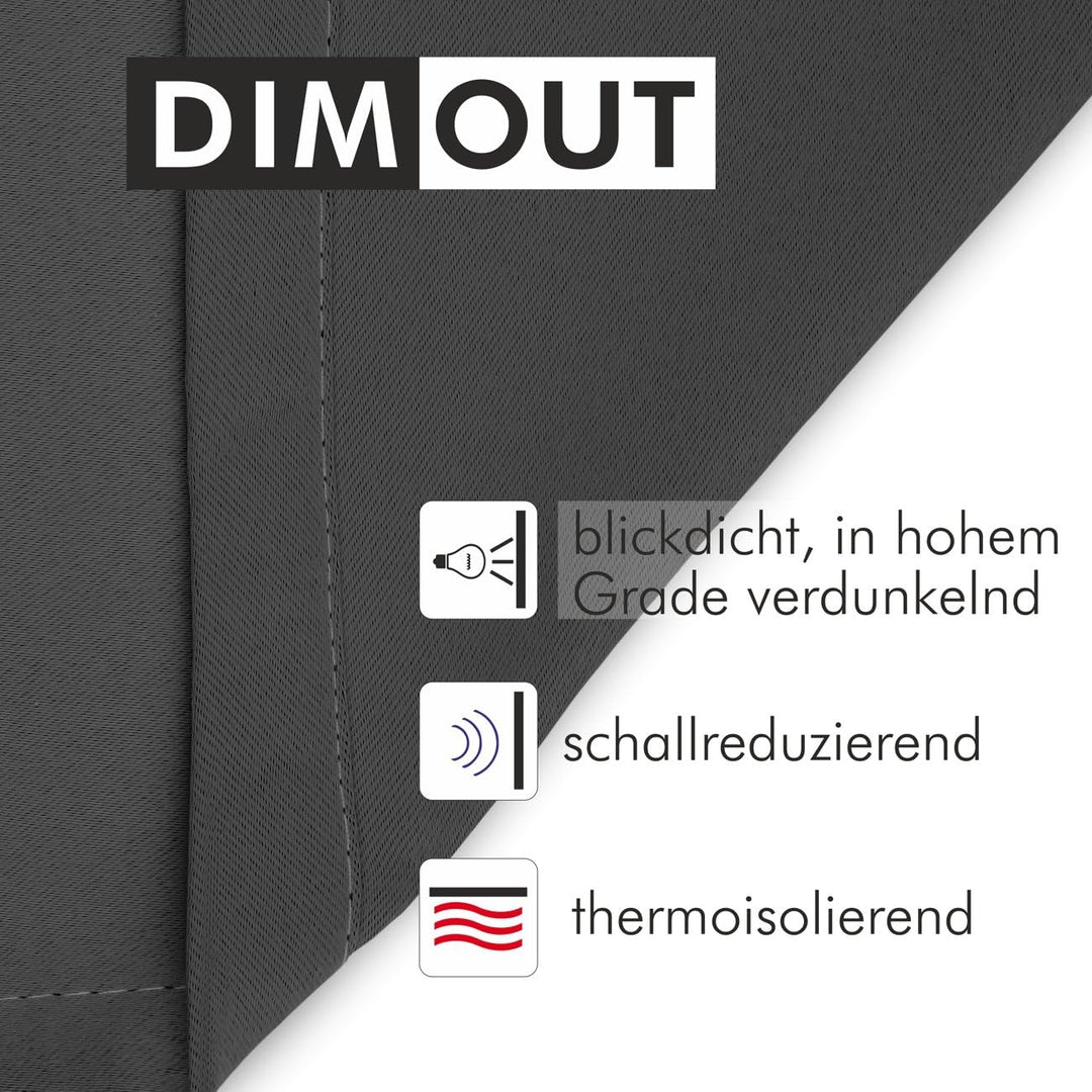 Albani Deko-Ösenschal DimOut/Mia dunkelgrau / 245x140 cm, Polyester, 245x140cm, Dunkelgrau