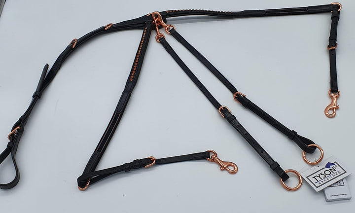 Tysons Breeches Vorderzeug Deister Schwarz Rosegold Roségold Super BUTTERWEICHES Leder VB WB X Full