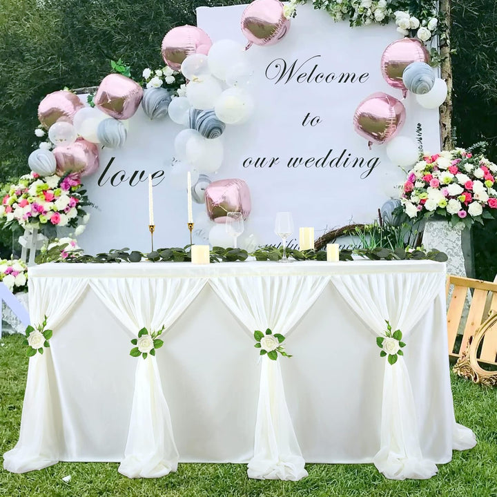 NSSONBEN Tüll Tischrock Elfenbein Tischröcke Tischdeko für Babyparty, Baby Shower Mädchen, Hochzeit,