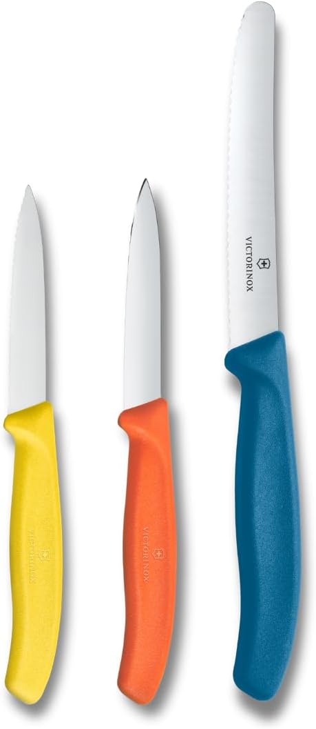Victorinox Swiss Classic Küchenmesser Set, 3teilig, Gemüse-, Tomaten- und Frühstücksmesser, Scharfe