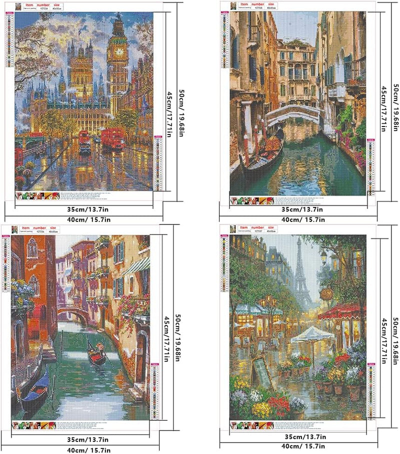 DCIDBEI 5D Diamond Painting 4er Set 40x50 cm Diamond Painting Erwachsene Landschaften Diamond Painti