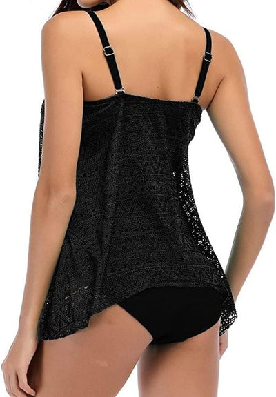 Octopus Damen Tankini Set 2tlg. Badeanzug Bademode von der Insel Rügen f5704 44 Schwarz + Slip Schwa