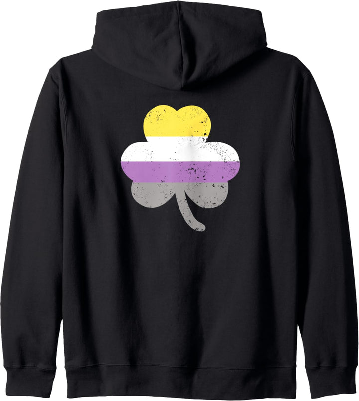 Nicht-binär Shamrock LGBT Pride Flag St Patrick's Day Clover Kapuzenjacke