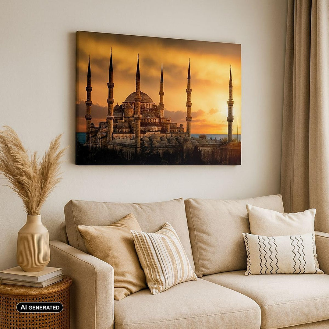 Bilder auf Leinwand 100x70cm Leinwandbild Sonnenuntergang istanbul türkei reise Gross Wanddeko Bild