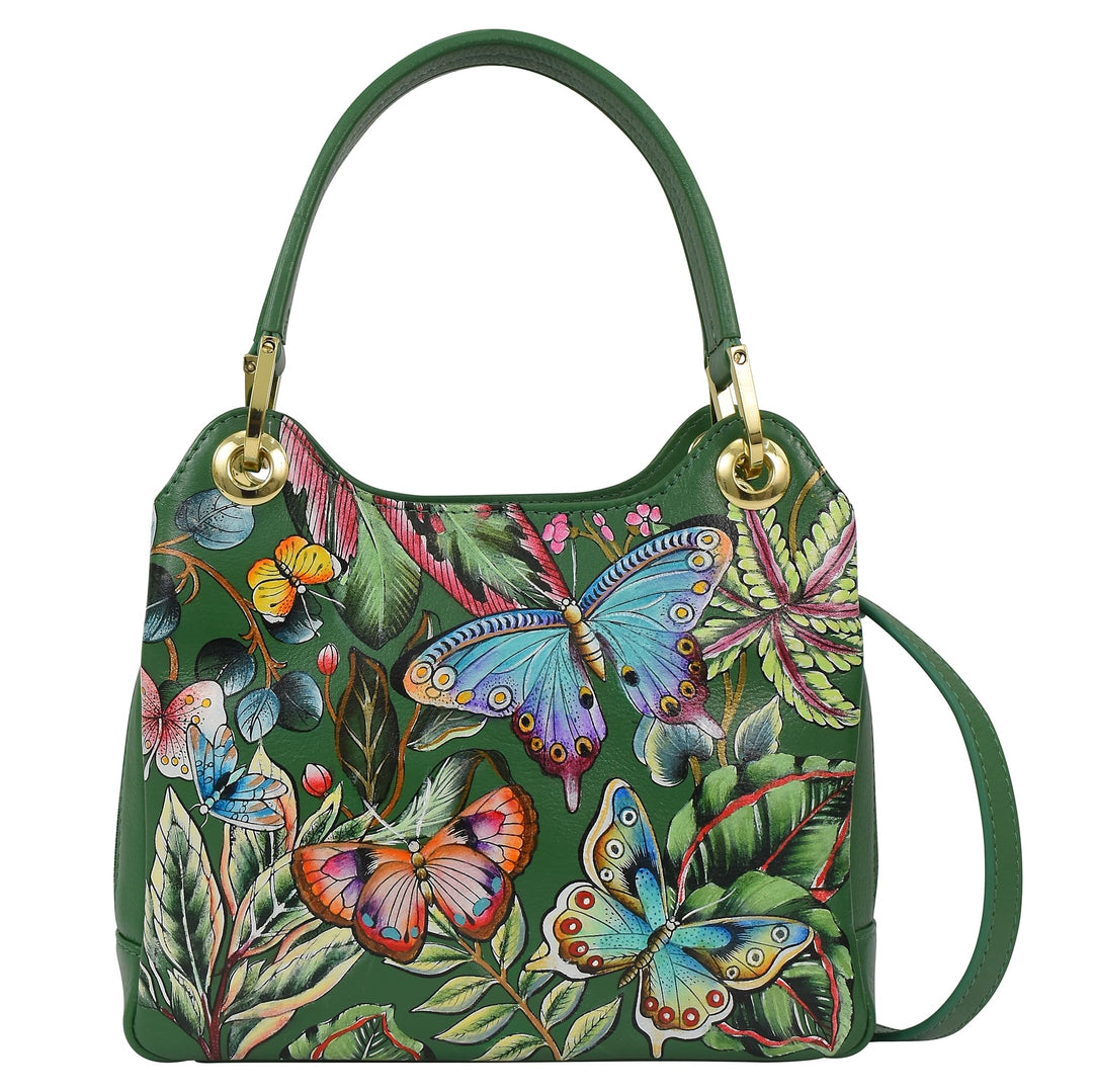 Anuschka Damen Satchel with Crossbody Strap-708 Tasche Einheitsgrösse Dancing Leaves, Einheitsgrösse