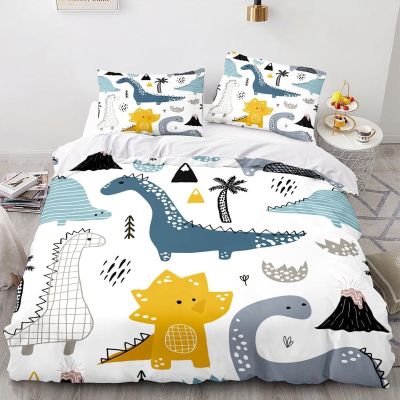 DASIAUTOEM Kinderbettwäsche, 135x200 Baby Bettwäsche Komplettset, Dinosaurier Bettwäsche, mit Dino-M