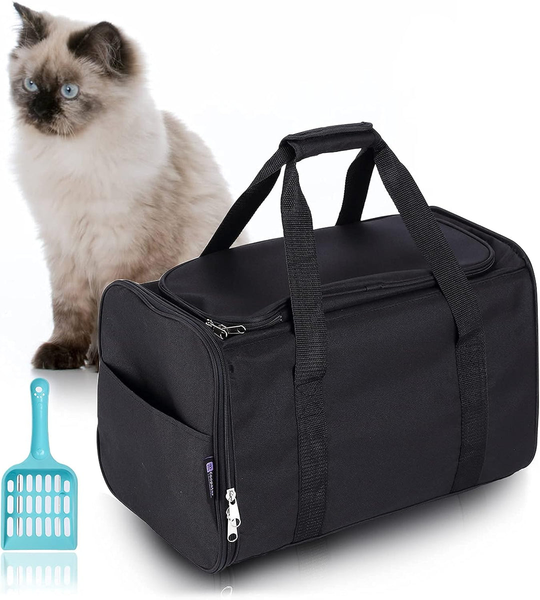 Tragbare Katzentoilette, schwarz, 2-in-1 Reise-Katzentoilette, Katzentoilette für Reisen, Faltbare K
