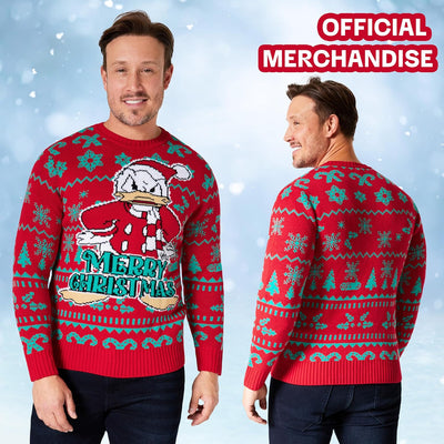 Disney Christmas Sweater Herren S-XXL, Weihnachtspullover Herren Lustig mit Rundhalsausschnitt - Ges