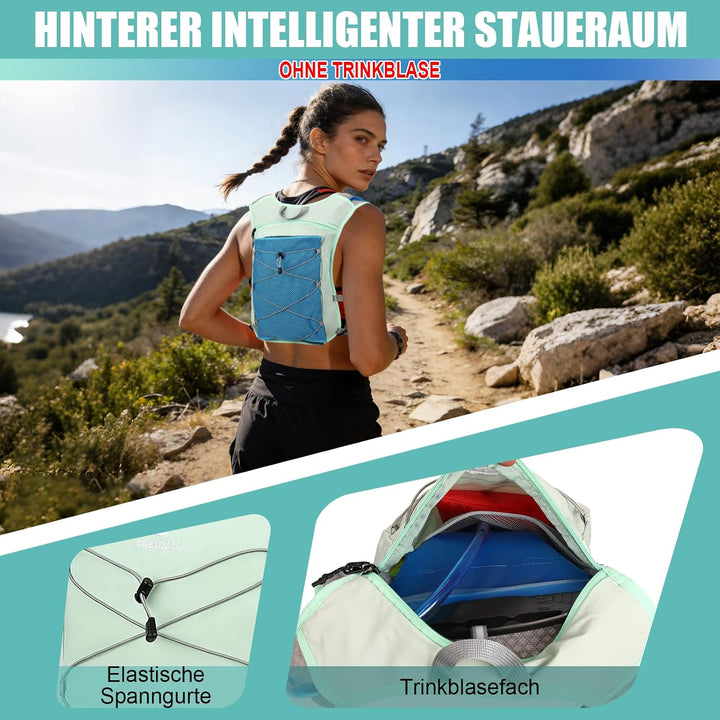 Laufweste Damen &amp; Herren mit 500ml Trinkflasche, Reflektierende Running Vest für Bessere Sichtbarkei