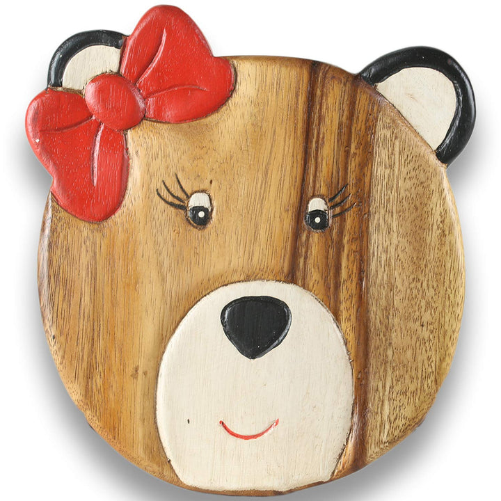 ART-CRAFT Vielseitiger Kinderhocker Holzhocker rund aus Massivholz Tiermotiv Wal mit vielen Einsatz