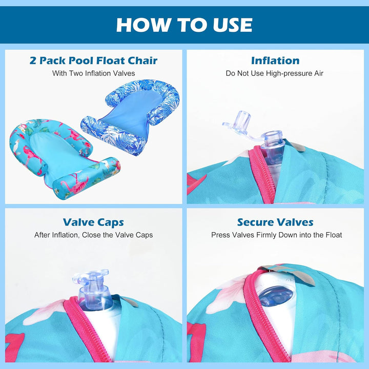2er-Pack Aufblasbare Luftmatratze Pool-Sessel mit Beinablage – Vielseitige Luftmatratze für Pool & S