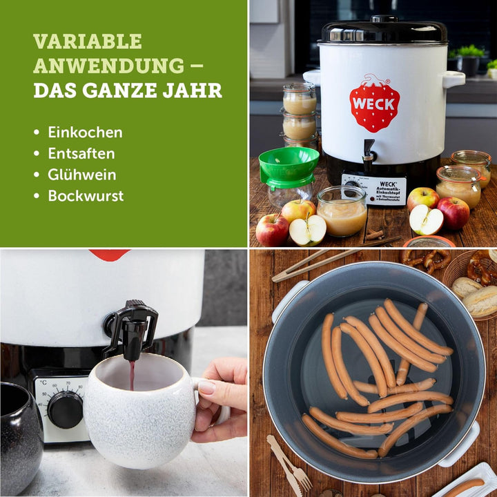 Weck Einkochautomat WAT 14A (Einkochtopf / Einwecktopf mit Auslaufhahn, 35 cm, 230 V, 2000 W, 29 L),