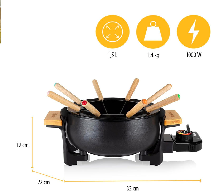 Tristar FO-1108 Fondue, Schwarz, Bamboo