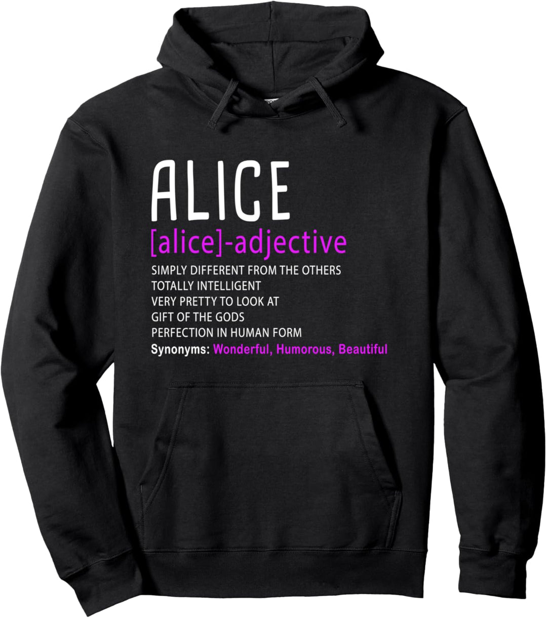 Personalisierte Name Beschreibung Alice Pullover Hoodie
