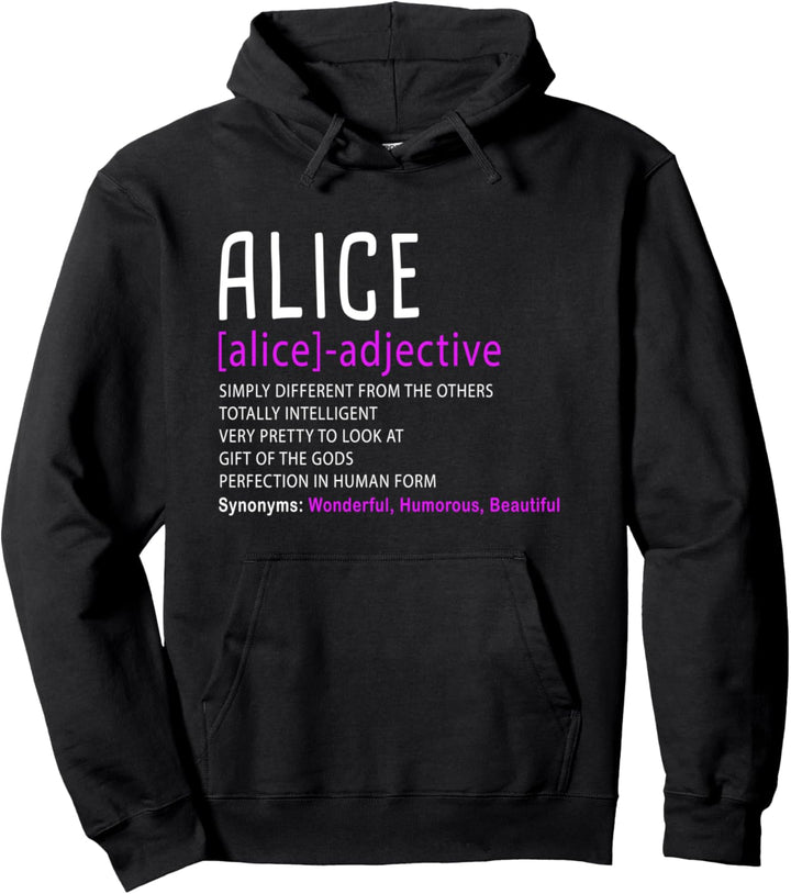 Personalisierte Name Beschreibung Alice Pullover Hoodie