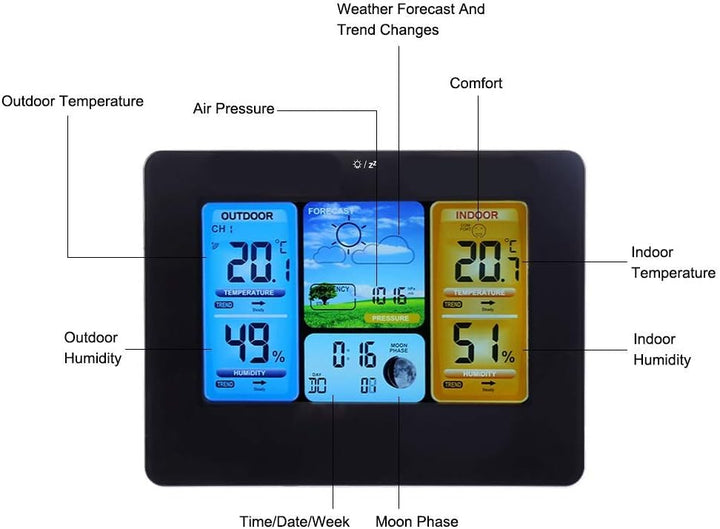 Wetterstation, Wetterstationen Vorhersage Indoor Outdoor Temperatur Drahtlose Wetterstation für Home